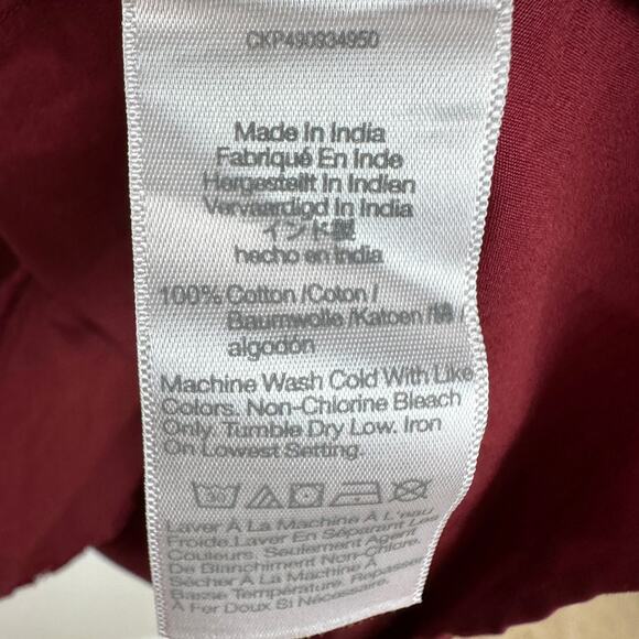 Madewell Puff Sleeve Mini Dress Poplin Claret Burgundy A Line Pockets Large NWT - Picture 12 of 15